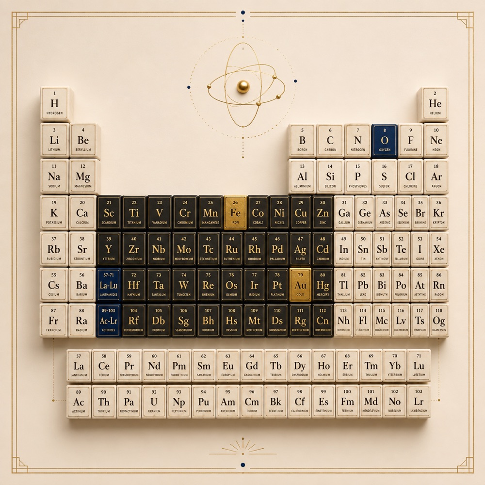 Illustration de la liste 20 éléments du tableau périodique